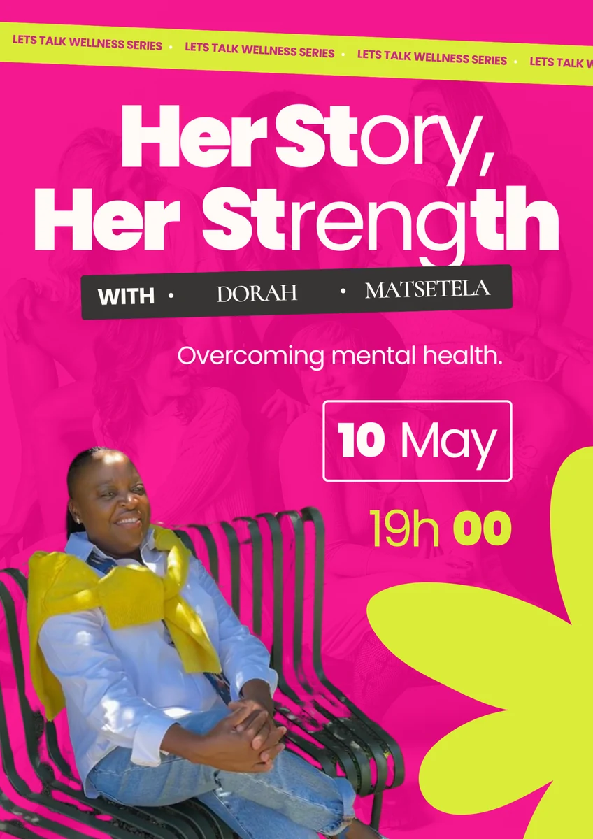 Let's Talk Wellness poster for 2026-05-10: Her Story, Her Strength — Overcoming Mental Health