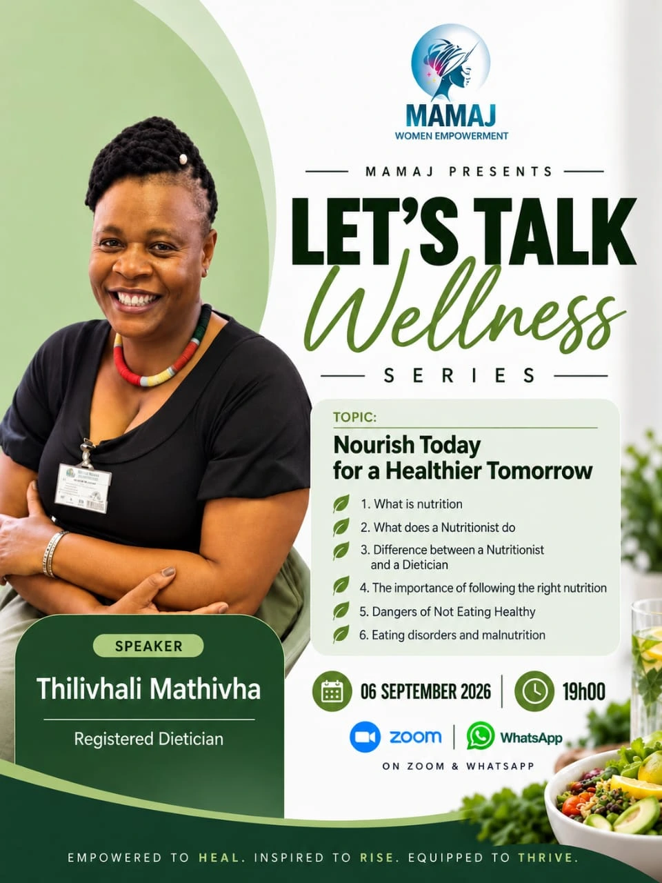 Let's Talk Wellness poster: Nourish Today for a Healthier Tomorrow